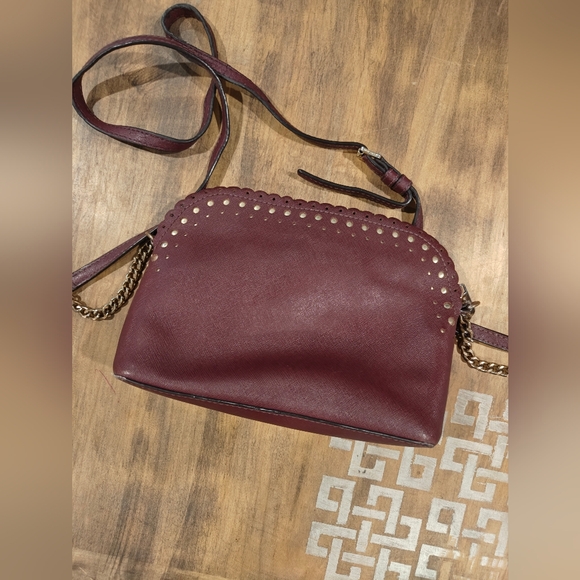 Michael Kors Cindy Dome Scalloped Edge Crossbody Burgundy Plum Bag - Picture 4 of 6